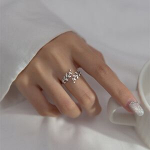 #23 Silver Boho Leaf Copper Gold Plated Open Ring Adjustable Gold Ring Christmas